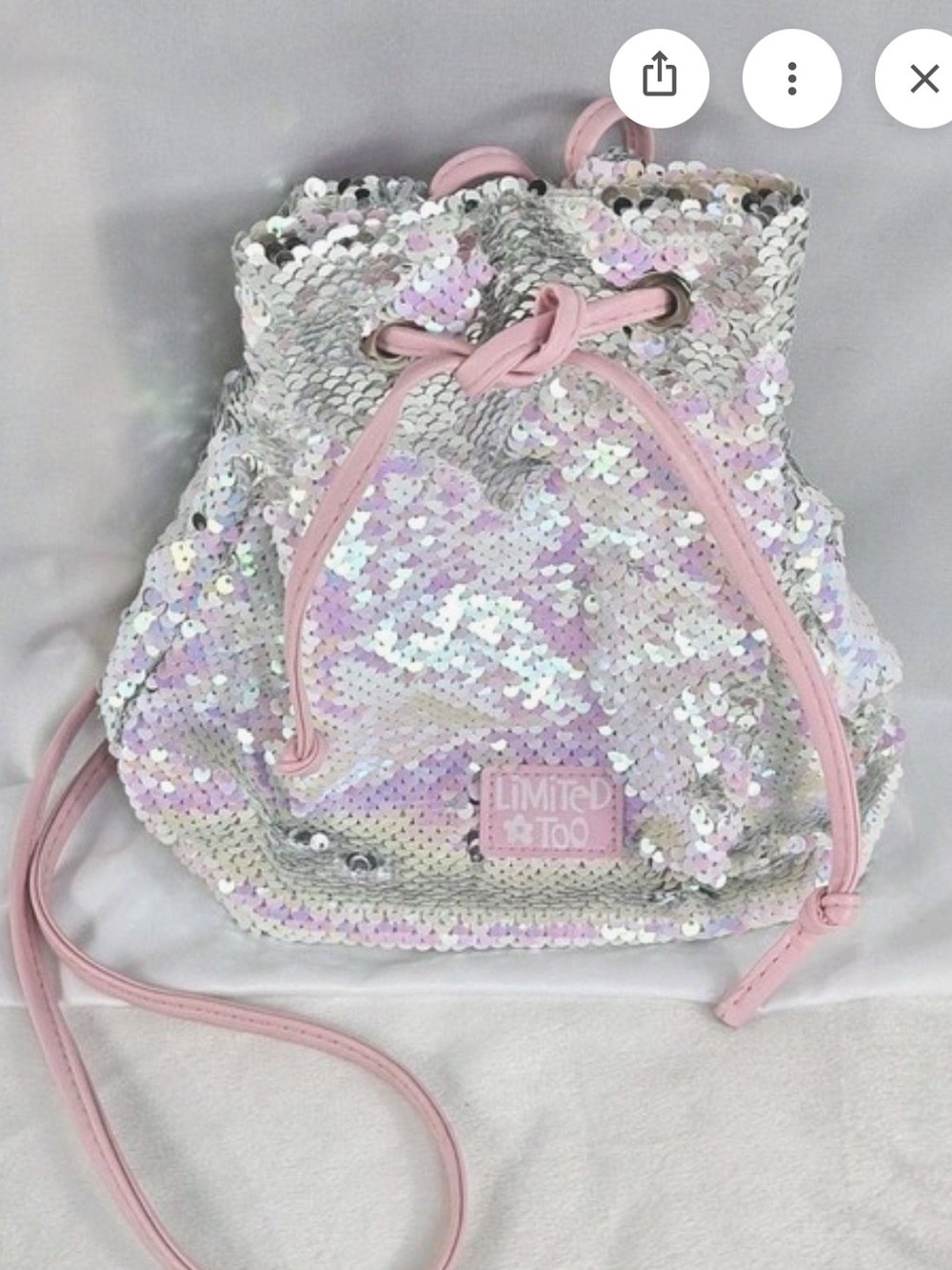 Limited Too Kids Pink Iridescent Sequin Drawstring Purse NWT